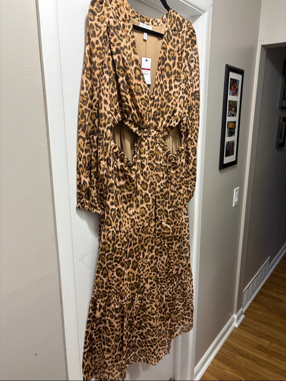 sofia by sofia vergara Leopard Print Long Sleeve Midi Dress - Brown/Tan